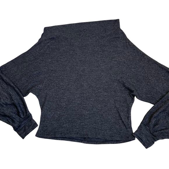Free People We The Free Sz S Charcoal Skyline Thermal Top Sweater Off-shoulder - Picture 8 of 16